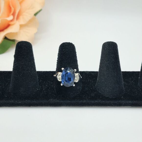 Vintage silver sapphire cocktail ring - Picture 1 of 3
